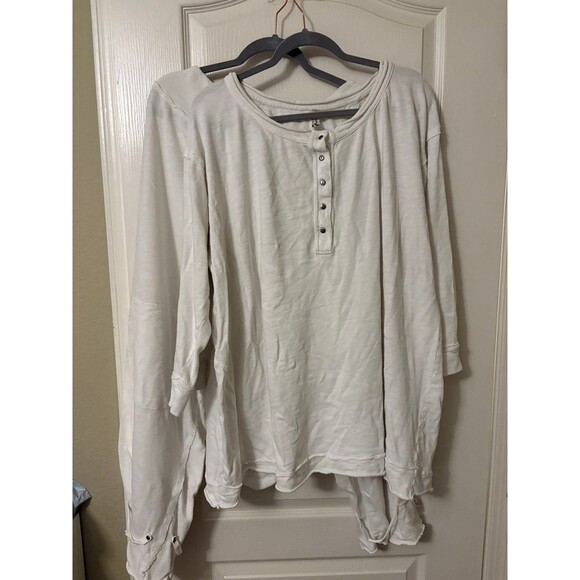 Free People Organic Cotton Lounge Top and Pants in Ivory, size XL - Picture 3 of 12